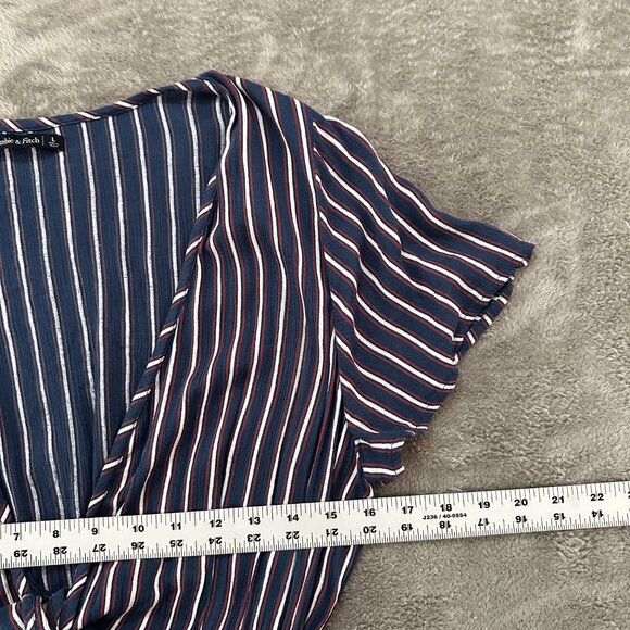 Abercrombie & Fitch Maxi Dress LARGE Blue Stripe Cutout Front Summer Vacation - Picture 7 of 8